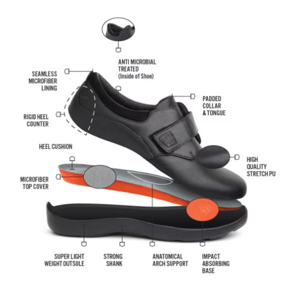 Quick Ship Anodyne No. 63 Women's Casual Comfort Stretch-Black Stretch