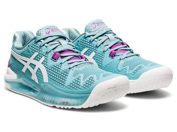 ASICS SHOES | GEL-RESOLUTION 8 (D) - Smoke Blue/White