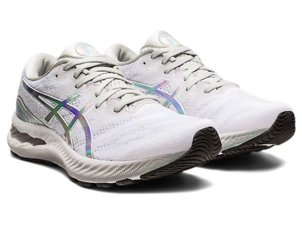 ASICS SHOES | GEL-NIMBUS 23 PLATINUM - Glacier Grey/Whtie