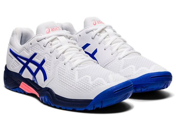 ASICS SHOES | GEL-Resolution 8 GS - White/Lapis Lazuli Blue