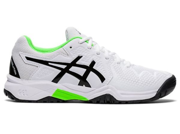 ASICS SHOES | GEL-Resolution 8 GS - White/Green Gecko