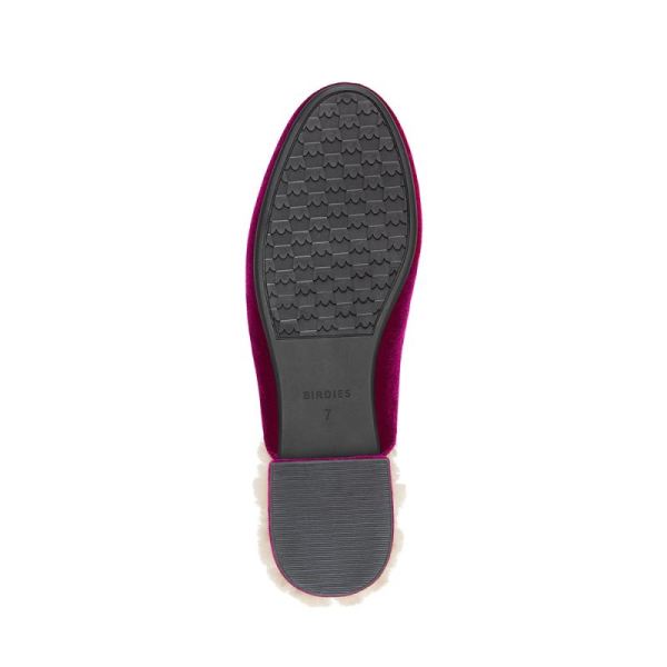 Birdies | The Phoebe-Pink Velvet Fur-Lined Women Slide-Wild Berry Faux Fur