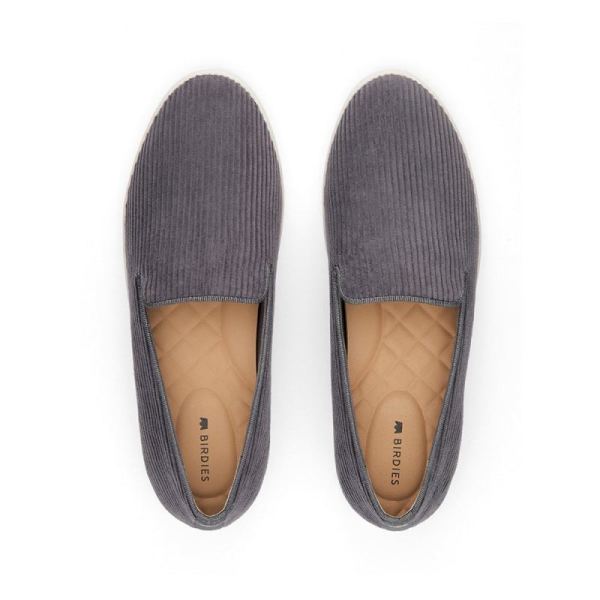 Birdies | The Swift-Gray Corduroy Women Shoes-Charcoal Corduroy