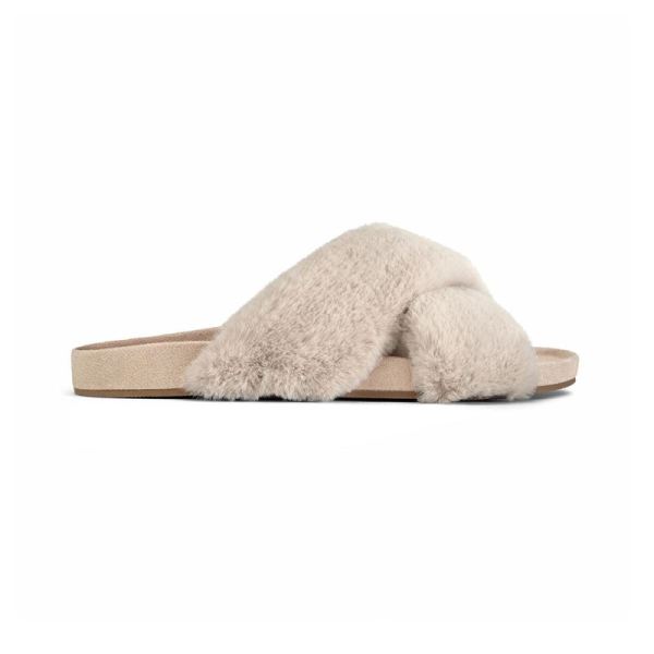 Birdies | The Robin-Cream Faux Fur Women Slide-Cream Faux Fur