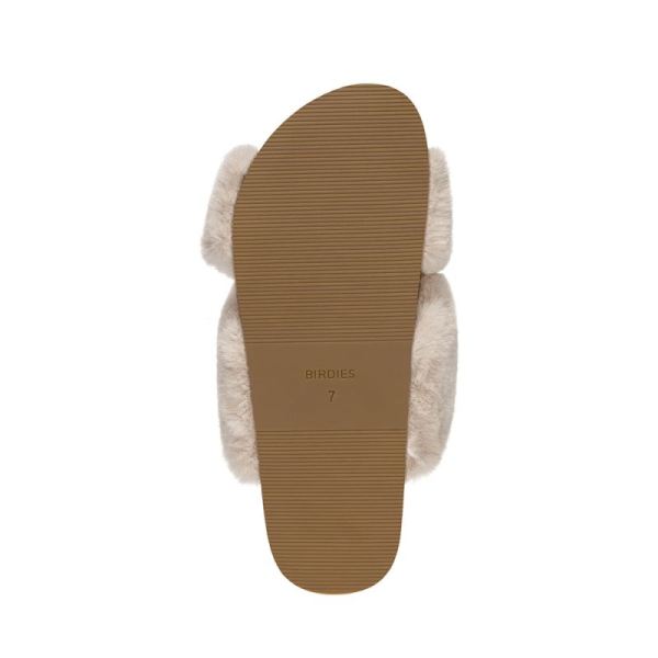 Birdies | The Robin-Cream Faux Fur Women Slide-Cream Faux Fur