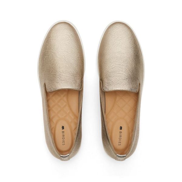 Birdies | The Swift-Gold Leather Women Shoes-Gold