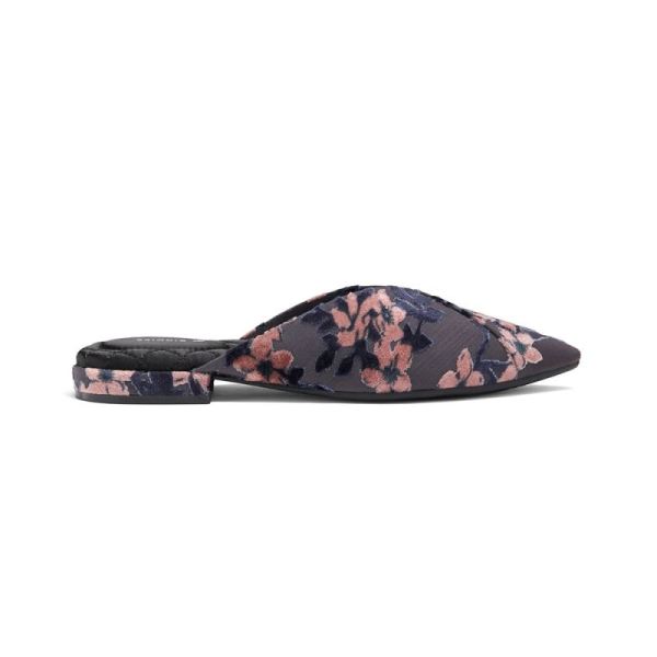 Birdies | The Swan-Blue Floral Velvet Women Slide-Cherry Blossom