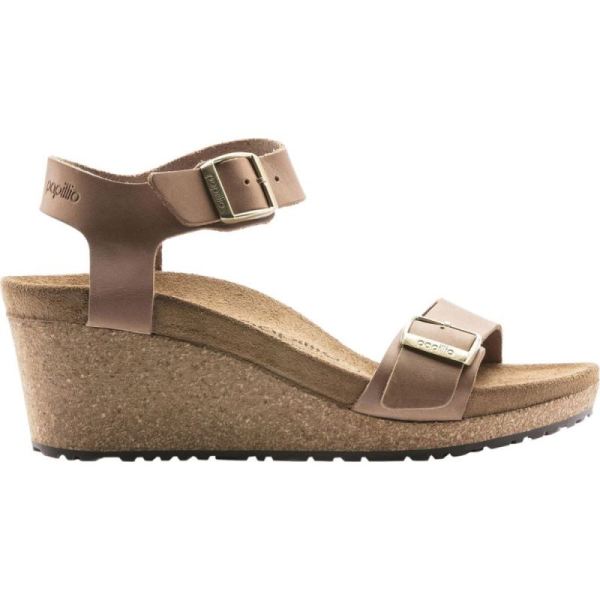 Birkenstock-Women's Papillio Soley Ankle Strap Wedge Sandal Light Cognac Leather