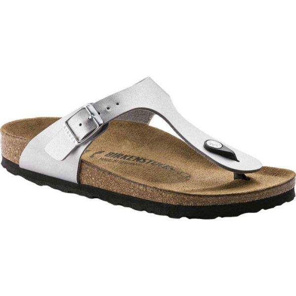 Birkenstock-Women's Gizeh Birko Flor Thong Sandal Silver Birko Flor