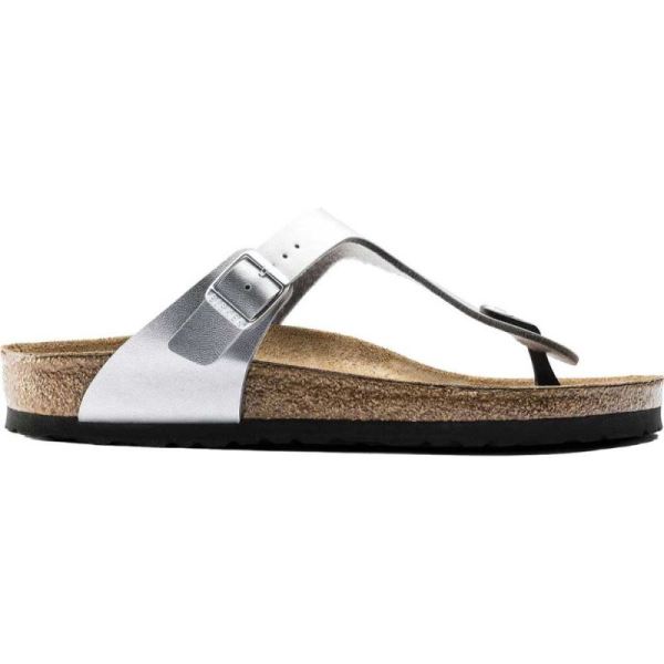 Birkenstock-Women's Gizeh Birko Flor Thong Sandal Silver Birko Flor