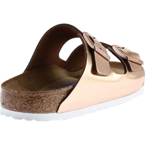 Birkenstock-Women's Arizona Soft Footbed Leather Slide Copper Metallic