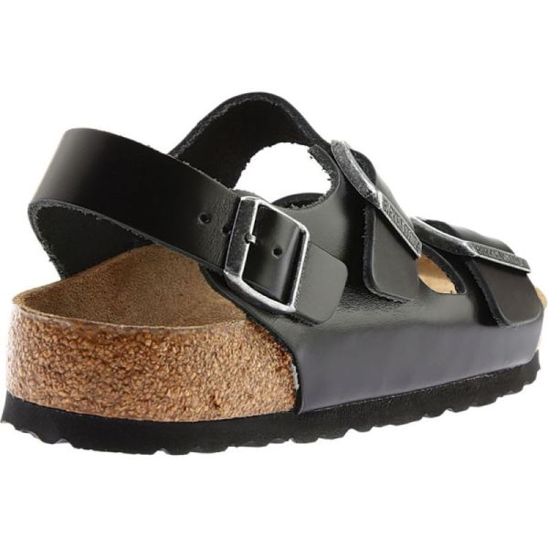 Birkenstock-Men's Milano Amalfi Leather with Soft Footbed Active Sandal Black Amalfi Leather