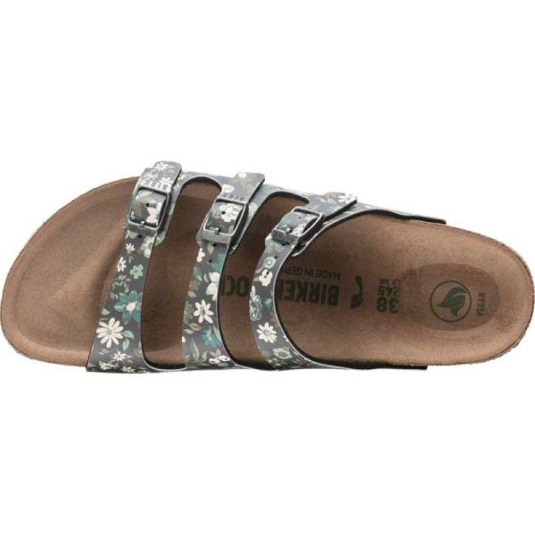 Birkenstock-Women's Florida Fresh Vegan Strappy Slide Magical Flower Dark Teal Birko-Flor