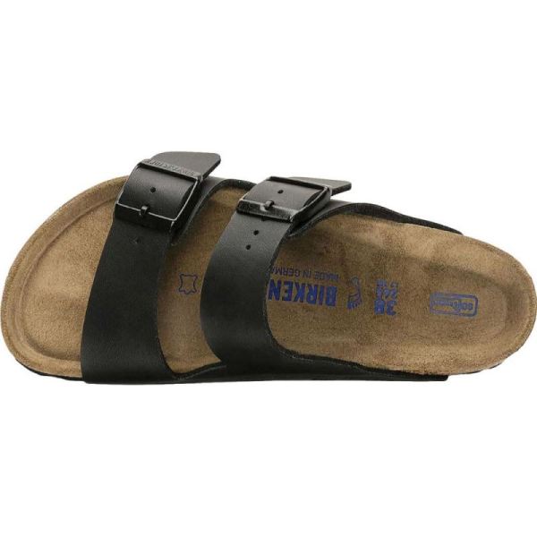 Birkenstock-Men's Arizona Soft Footbed Birko-Flor Slide Black Synthetic Leather