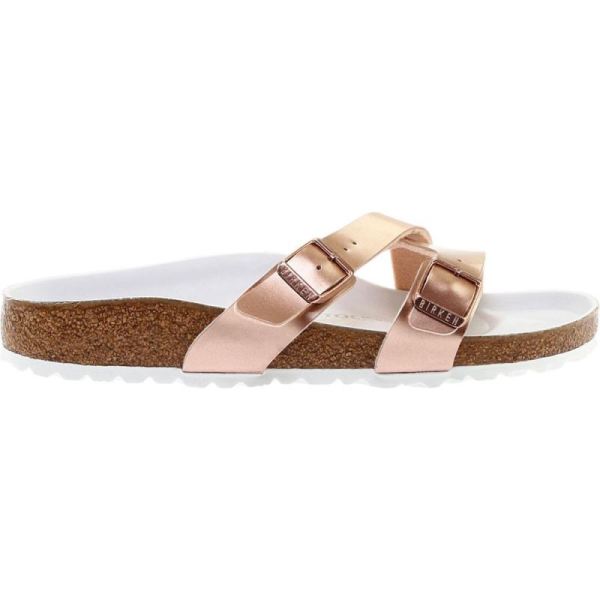 Birkenstock-Women's Yao Birko-Flor Slide Metallic Copper Birko Flor