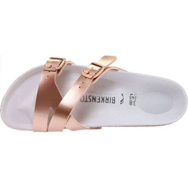 Birkenstock-Women's Yao Birko-Flor Slide Metallic Copper Birko Flor