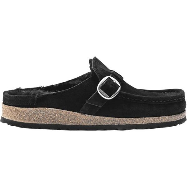 Birkenstock-Women's Buckley Shearling Clog Black/Black Suede