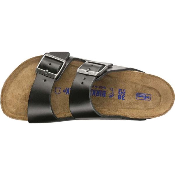 Birkenstock-Women's Arizona Amalfi Leather with Soft Footbed Slide Black Amalfi Leather