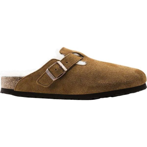 Birkenstock-Women's Boston Suede Shearling Clog Mink Suede/Natural Shearling