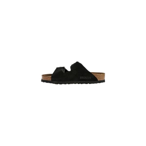 Birkenstock-Men's Arizona Suede with Soft Footbed Slide Black Suede with Soft Footbed
