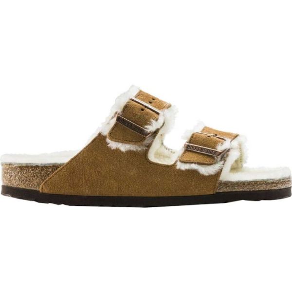 Birkenstock-Men's Arizona Shearling Slide Mink/Natural Suede