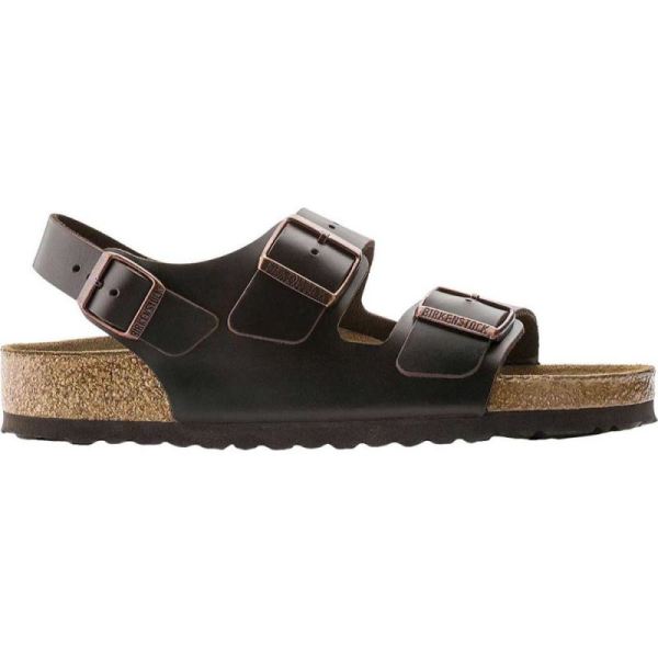 Birkenstock-Men's Milano Amalfi Leather with Soft Footbed Active Sandal Brown Amalfi Leather
