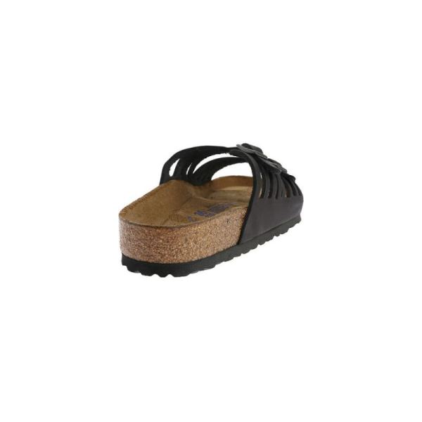 Birkenstock-Women's Granada Soft Footbed Slide Black Oiled Leather