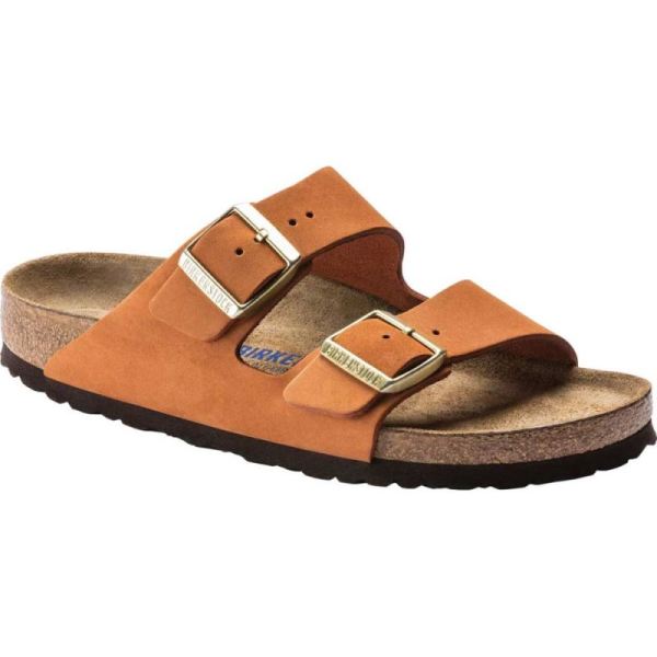 Birkenstock-Women's Arizona Soft Footbed Nubuck Slide Pecan Nubuck