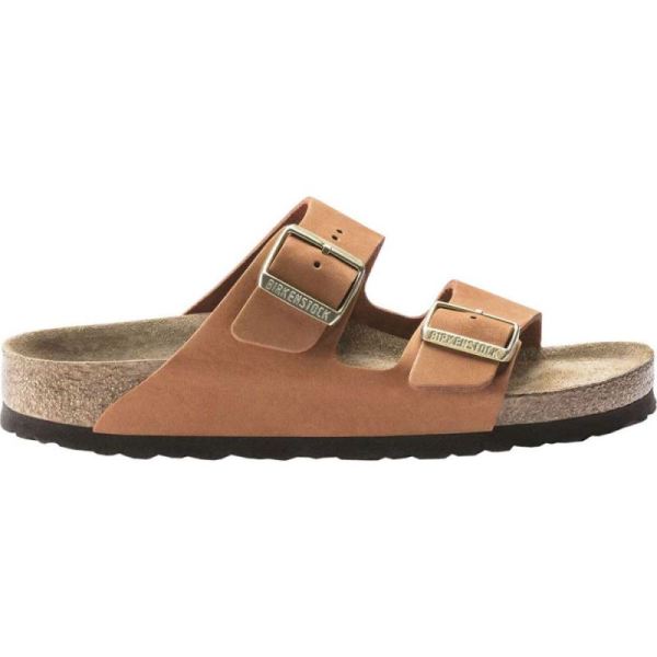 Birkenstock-Women's Arizona Soft Footbed Nubuck Slide Pecan Nubuck