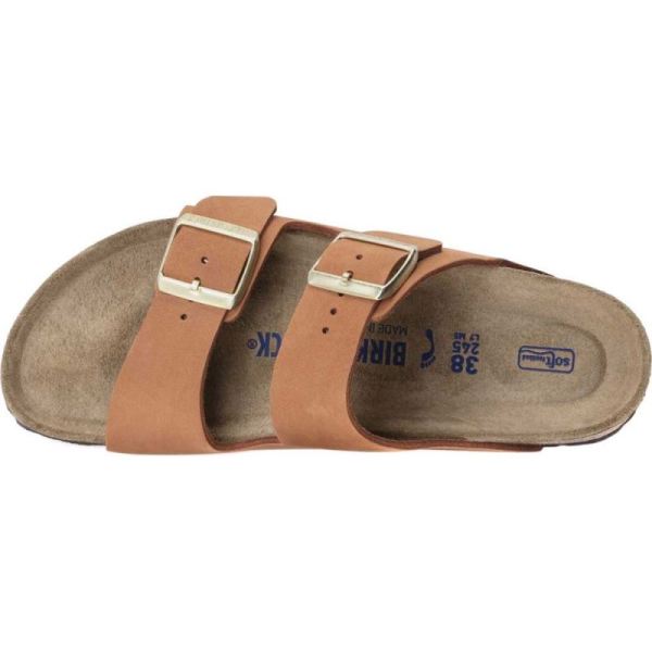 Birkenstock-Women's Arizona Soft Footbed Nubuck Slide Pecan Nubuck