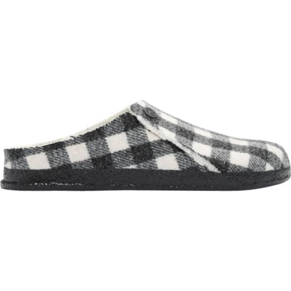 Birkenstock-Women's Zermatt Shearling Clog Slipper Plaid White/Natural Wool