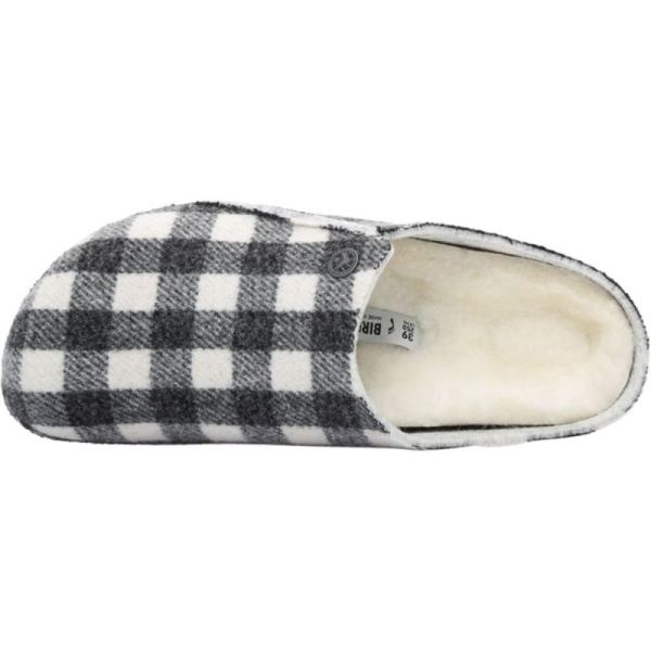 Birkenstock-Women's Zermatt Shearling Clog Slipper Plaid White/Natural Wool