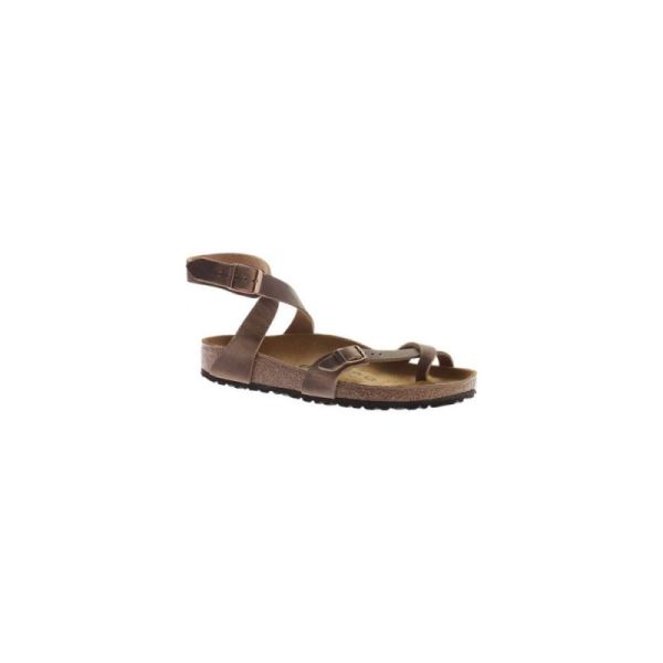 Birkenstock-Women's Yara Oil Leather Toe Loop Sandal Tobacco Oiled