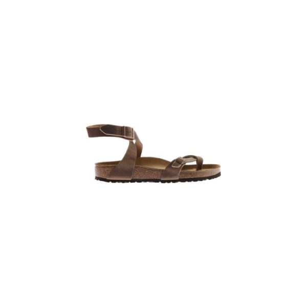 Birkenstock-Women's Yara Oil Leather Toe Loop Sandal Tobacco Oiled