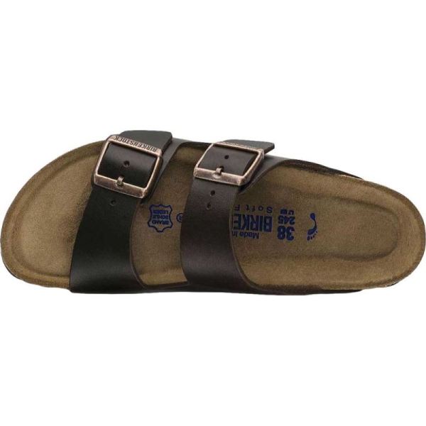 Birkenstock-Women's Arizona Amalfi Leather with Soft Footbed Slide Brown Amalfi Leather