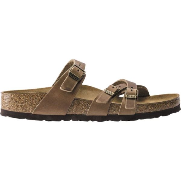 Birkenstock-Women's Franca Oiled Leather Strappy Slide Tobacco Oiled Leather