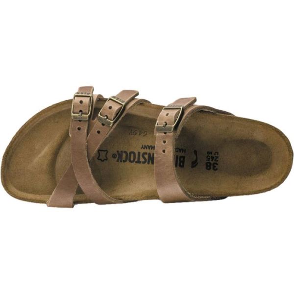 Birkenstock-Women's Franca Oiled Leather Strappy Slide Tobacco Oiled Leather