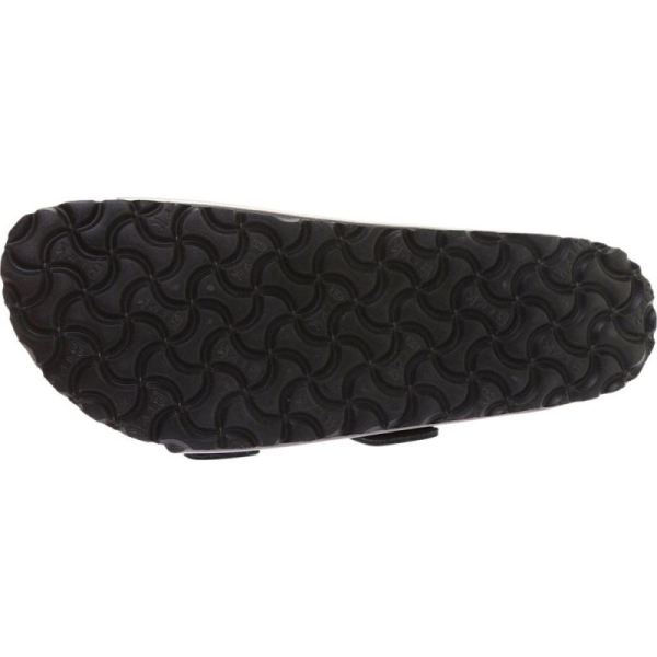 Birkenstock-Women's Arizona Soft Footbed Leather Slide Metallic Anthracite Leather