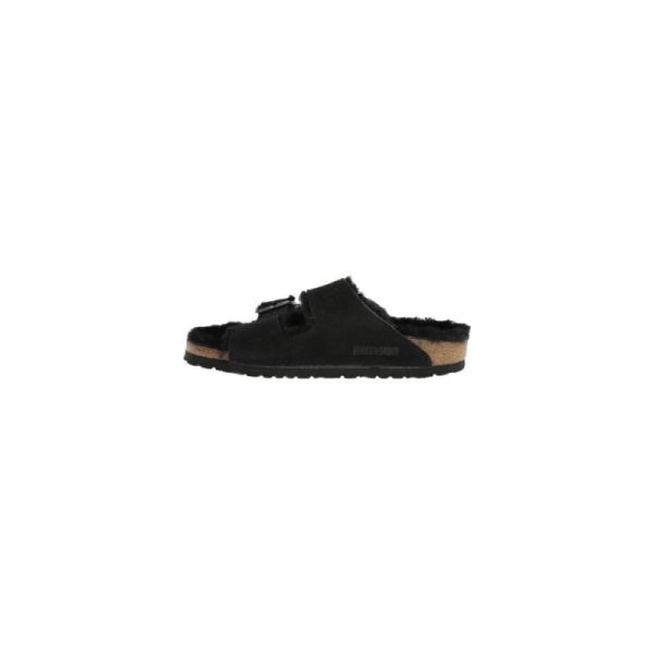 Birkenstock-Women's Arizona Shearling Slide Black Suede/Black Shearling