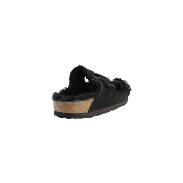 Birkenstock-Women's Arizona Shearling Slide Black Suede/Black Shearling