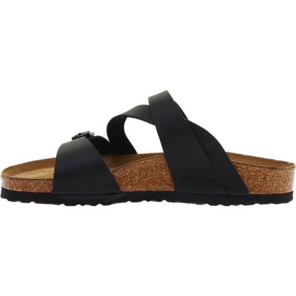 Birkenstock-Women's Salina Strappy Slide Black Birko-Flor