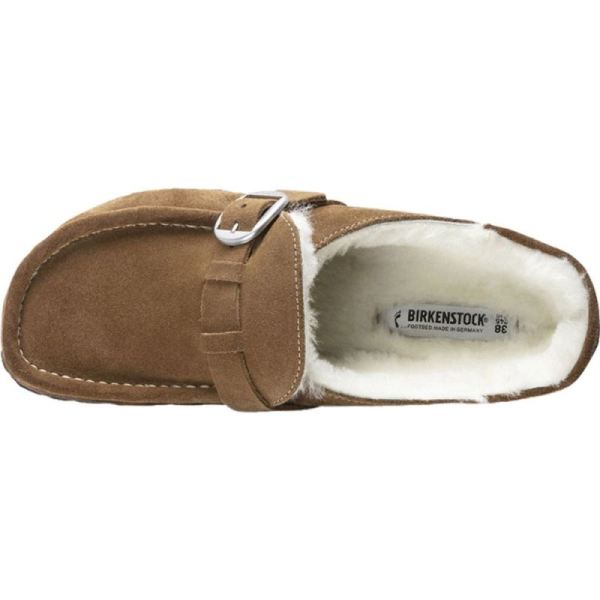 Birkenstock-Women's Buckley Shearling Clog Tea/Natural Suede