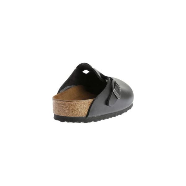 Birkenstock-Women's Boston Amalfi Leather Soft Footbed Clog Black Amalfi Leather