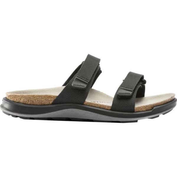 Birkenstock-Women's Sahara Two Band Birko-Flor Slide Futura Black Birko-Flor