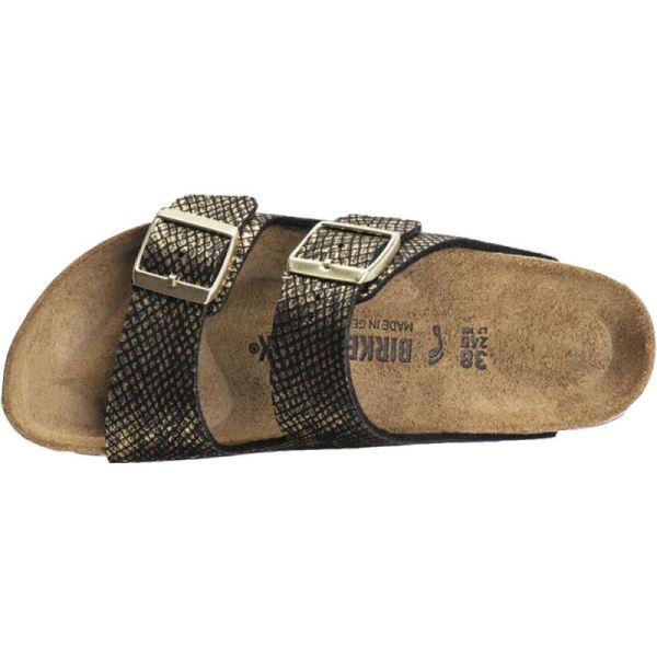 Birkenstock-Women's Arizona Python Two Strap Slide Shiny Python Black Microfiber