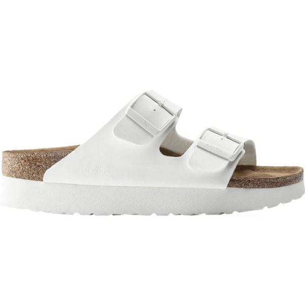 Birkenstock-Women's Papillio Arizona Platform Vegan Two Strap Slide White Birko-Flor