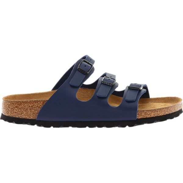 Birkenstock-Women's Florida Birko-Flor Soft Footbed Slide Navy Birko-Flor