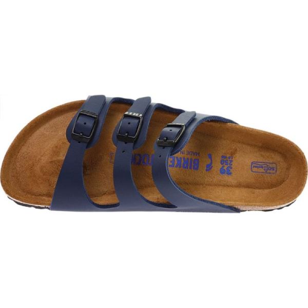 Birkenstock-Women's Florida Birko-Flor Soft Footbed Slide Navy Birko-Flor