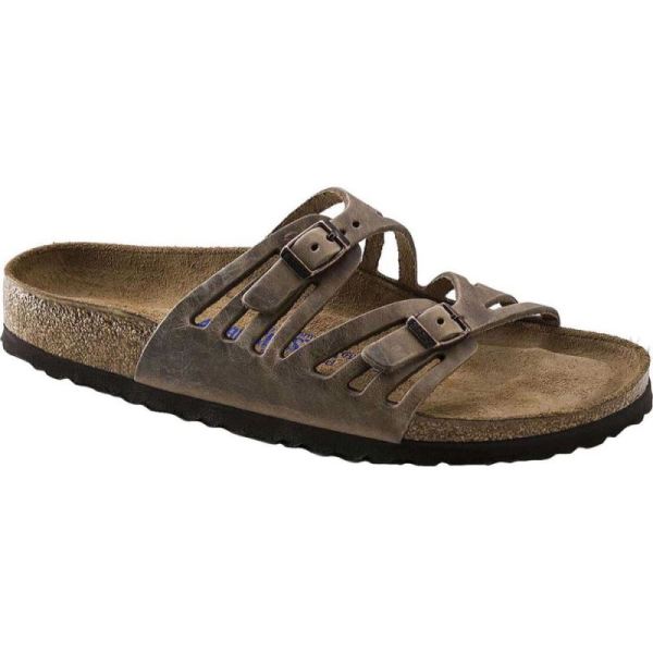 Birkenstock-Women's Granada Soft Footbed Slide Tobacco Oiled Leather