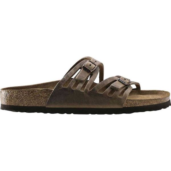 Birkenstock-Women's Granada Soft Footbed Slide Tobacco Oiled Leather